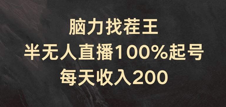 脑力找茬王，半无人直播100%起号，每天收入200+【揭秘】-网创项目