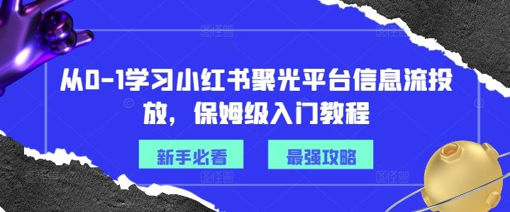 从0-1学习小红书聚光平台信息流投放，保姆级入门教程-网创项目