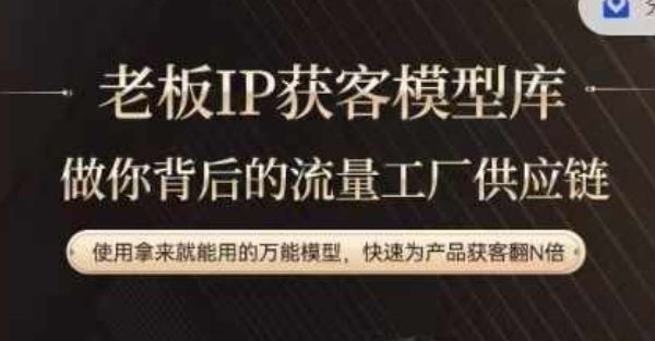 老板IP流量供应链，动作越少，账号越好，使用拿来就能用的万能模型，快速为产品获客翻N倍-网创项目