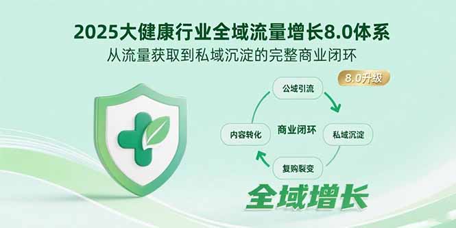 2025大健康行业全域流量增长8.0体系，从流量获取到私域沉淀的完整商业闭环-网创项目