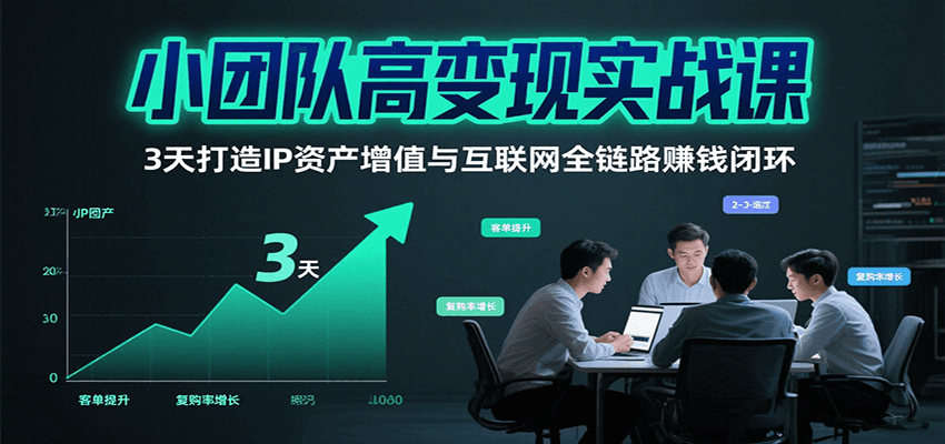 小团队高变现实战课，3天打造IP资产增值与互联网全链路赚钱闭环(第二期)-网创项目