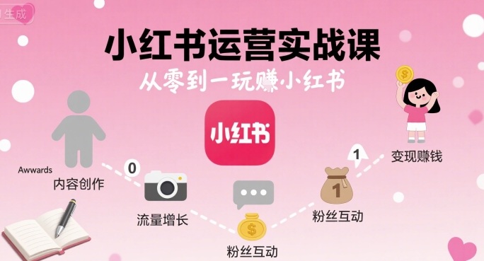 小红书运营实战课，从零到一玩賺小红书-网创项目