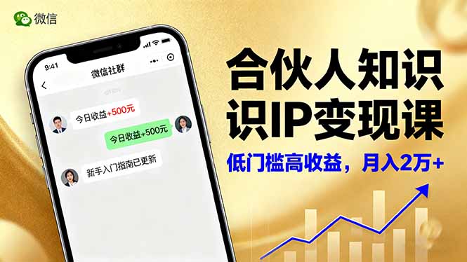 合伙人知识IP变现课，微信生态,内容创作与爆款打造,全网引流，新手月入2w+-网创项目