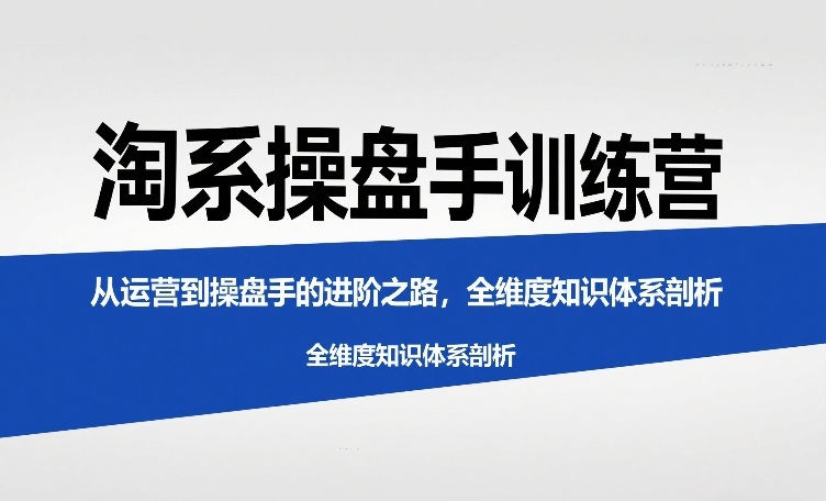 淘系操盘手训练营，从运营到操盘手的进阶之路，全维度知识体系剖析-网创项目