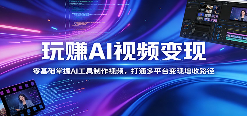 玩赚AI视频变现，零基础掌握AI具制作视频，打通多平台变现增收路径-网创项目