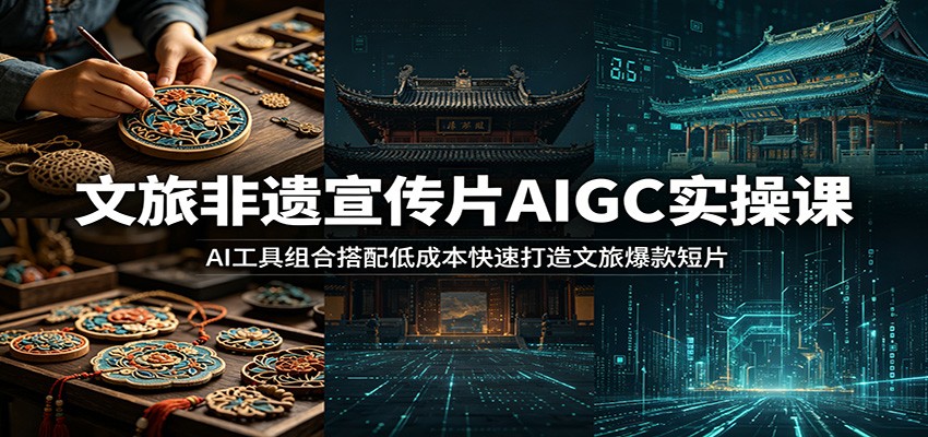 文旅非遗宣传片AIGC实操课：AI工具组合搭配低成本快速打造文旅爆款短片-网创项目