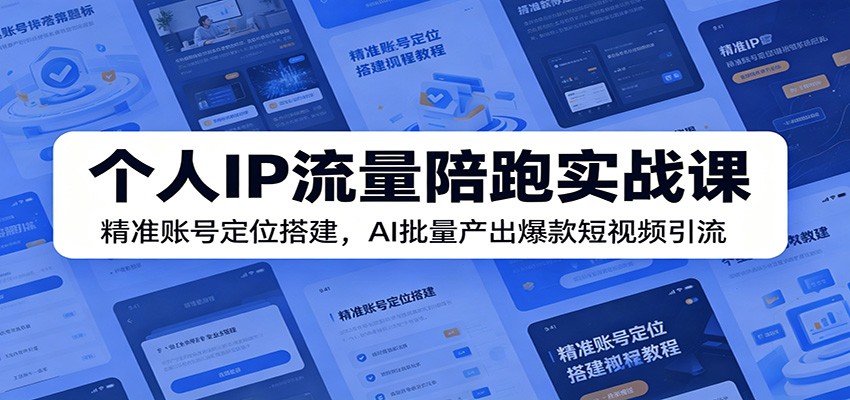 个人IP流量陪跑实战课：精准账号定位搭建，AI批量产出爆款短视频引流-网创项目