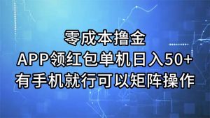 （11545期）零成本撸金，APP领红包，单机日入50+，有手机就行，可以矩阵操作-网创项目