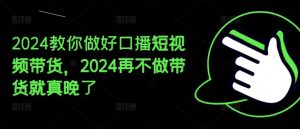 2024教你做好口播短视频带货,2024再不做带货就真晚了-网创项目