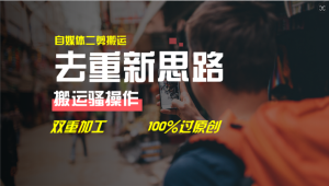 (11682期)去重新思路,详细教你自媒体视频二剪搬运技术,自己加工双重去重100%过…-网创项目