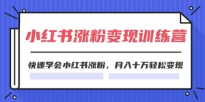 （11762期）2024小红书涨粉变现训练营，快速学会小红书涨粉，月入十万轻松变现(40节)-网创项目
