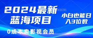 (11894期)2024最新蓝海项目,0成本卖影视会员,小白也能日入3位数-网创项目