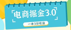 电商掘金3.0一单撸3份收益，自测一单收益26元-网创项目