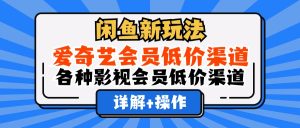 （12320期）闲鱼新玩法，爱奇艺会员低价渠道，各种影视会员低价渠道详解-网创项目