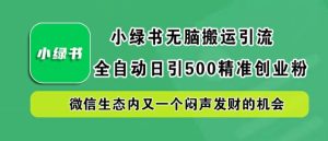 小绿书无脑搬运引流,全自动日引500精准创业粉,微信生态内又一个闷声发财的机会【揭秘】-网创项目
