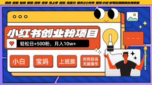 小红书创业粉日+500,月入10W+,无脑操作,每天20分钟-网创项目