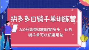 拼多多日销千单训练营，从0开始带你做好拼多多，让日销千单可以快速复制-网创项目