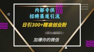 内部招聘渠道日引流300+创业粉，加爆你的微信【揭秘】-网创项目