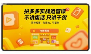 拼多多实战运营课,不讲废话只讲干货,简单粗暴,能落地,可复制-网创项目