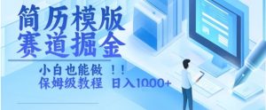 简历模版赛道掘金，小白也能做，保姆级教程，日入1k+【揭秘】-网创项目