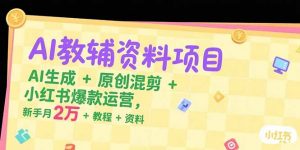 AI教辅资料项目，AI生成+原创混剪+小红书爆款运营，新手月入2万+教程+资料-网创项目