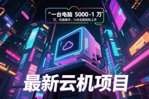 最新云机项目 一台电脑5000到10000 无脑操作小白也能轻松上手-网创项目