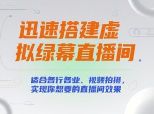 迅速搭建虚拟绿幕直播间，适合各行各业、视频拍摄，实现你想要的直播间效果-网创项目