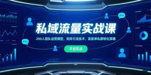 私域流量实战课，200人团队运营模型，矩阵引流技术，高客单私聊转化策略-网创项目