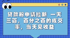 贷款粉申请拉新,一天三张,百分之百的成交率,当天见收益【揭秘】-网创项目