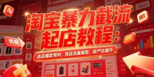 淘宝暴力截流起店教程：选品爆款预判，竞品流量截取，投产比提升-网创项目