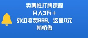 卖两性打牌课程，月入3W+外边收费899的课程，这里0元，悄悄做-网创项目