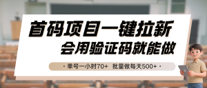 首码项目一键拉新，会用验证码就能做 单号一小时70+，批量做每天500+-网创项目