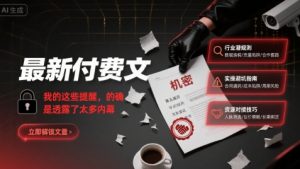 最新付费文：我的这些提醒，的确是透露了太多内幕-网创项目