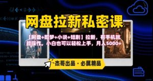 《网盘拉新私密课》第三期躺挣玩法，【网盘+即梦+小说+短剧】拉新，有手机就能操作，月入5k-网创项目