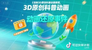 自制3D原创科普动画教程,动画还原事件,抖音最新热门赛道,可过伙伴计划-网创项目
