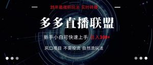 多多直播联盟 全新玩法 单机单日变现300+不要求电脑配置 玩法简单暴力-网创项目