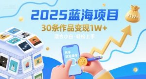 2025蓝海项目30条作品 变现1w+ 有手就能操作适合小白做-网创项目