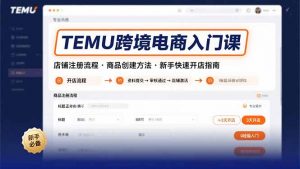 TEMU跨境电商入门课，店铺注册流程，商品创建方法，新手快速开店指南-网创项目