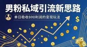 男粉私域引流新思路，单日稳收8张利润的变现玩法-网创项目
