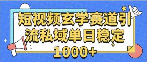 玄学赛道引流私域变现单日稳定1000+教程-网创项目