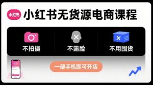 小红书无货源电商课程，不拍摄不露脸不用囤货，一部手机即可开店-网创项目