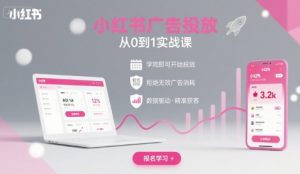 小红书广告投放从0到1的实战课，学完即可开始投放，拒绝无效广告消耗-网创项目