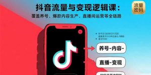 抖音流量与变现逻辑课：覆盖养号、爆款内容生产、直播间运营等全链路-网创项目
