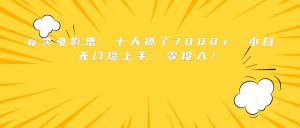 靠卖电影票,十天搞了7000+,小白无门槛上手,零投入!-网创项目