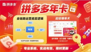 拼多多年卡【8月更新6节】拼多多全链路运营底层逻辑，超级爆单术-网创项目