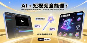AI+短视频全能课：账号搭建/AI工具/剪辑技术/创意特效/账号运营/带货直播-网创项目