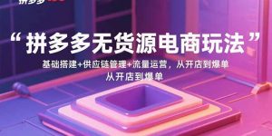 拼多多无货源电商玩法：基础搭建+供应链管理+流量运营，从开店到爆单-网创项目