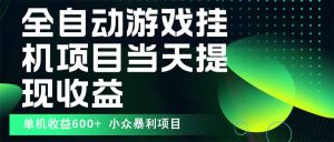 最新全自动下载游戏 操作简单，单机当天收益600+，收益无上限，可矩阵…-网创项目