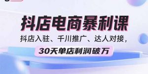 2025抖店电商暴利课，抖店入驻、千川推广、达人对接，30天单店利润破万-网创项目