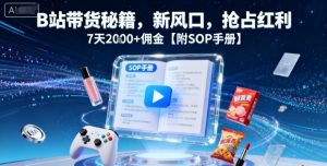 B站带货秘籍，新风口，抢占红利，7天2k+佣金【附SOP手册】-网创项目